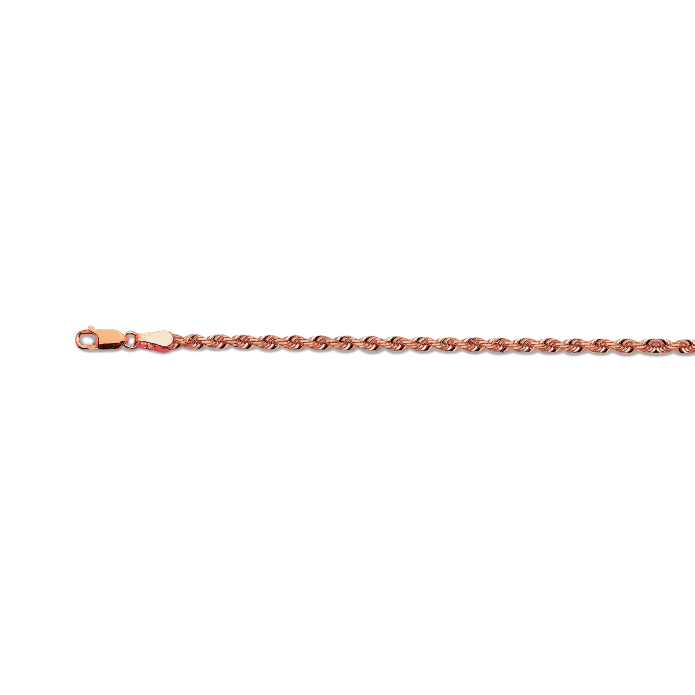 14k 3mm Rose Gold Solid Dc Rope 22" - Image 2