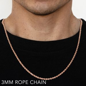 10k 3mm Rose Gold Solid Dc Rope 18"