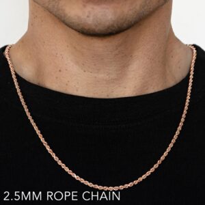 14K 2.5mm  Solid Diamond Cut Rope 22"
