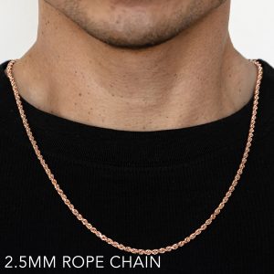 14k 2.5mm Rose Gold Solid Dc Rope 28"