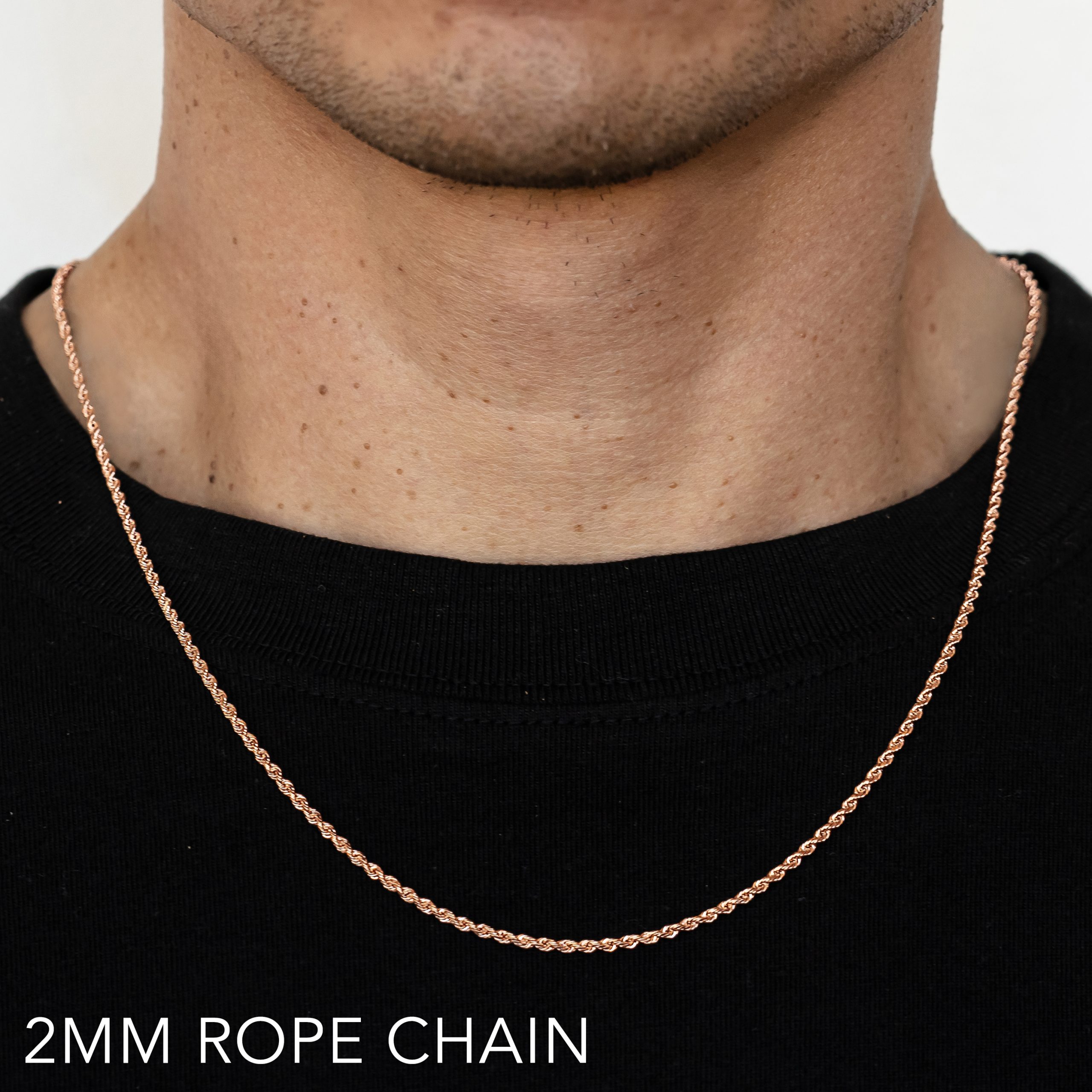 10k 2mm Rose Gold Solid Dc Rope 18"