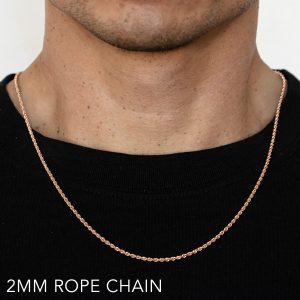 14k 2mm Rose Gold Solid Dc Rope 26"