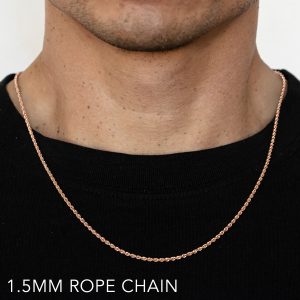 10k 1.5mm Rose Gold Solid Dc Rope 20"