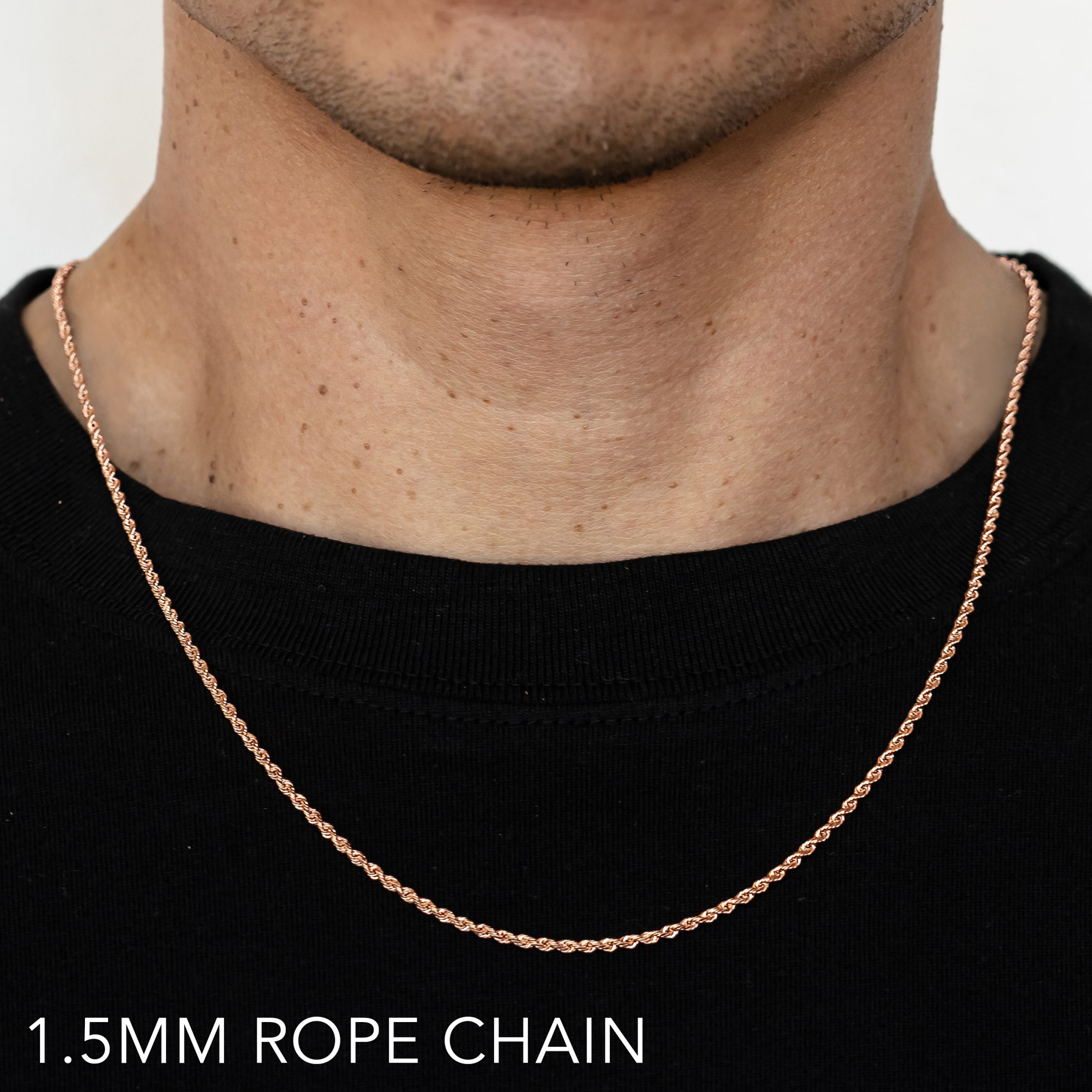 14k 1.5mm Rose Gold Solid Dc Rope 24"