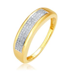 10K DIAMOND 0.20 CT MENS RING (3 ROW)