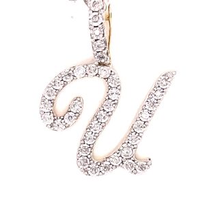 10K 0.26-0.29CT CHARM CURSIVE "INITIAL U"