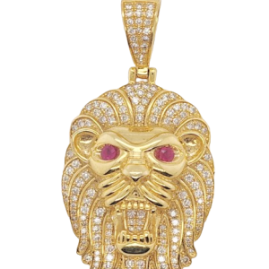 10K 1.60-1.64CT CHARM "LION HEAD WITH RED EYES"