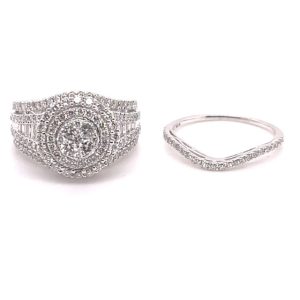 14K WHITE GOLD DIAMOND 1.98 CT TOTAL WEIGHT BRIDAL SET