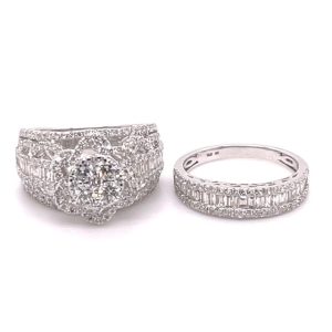 14K WHITE GOLD DIAMOND 2.63 CT TOTAL WEIGHT BRIDAL SET