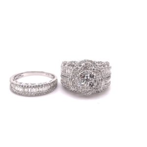 14K WHITE GOLD DIAMOND 2.90 CT TOTAL WEIGHT BRIDAL SET