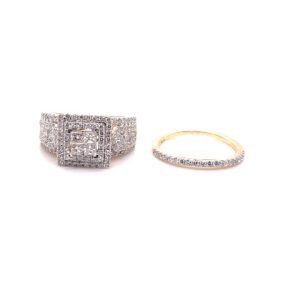 14K YELLOW GOLD DIAMOND 1.90 CT TOTAL WEIGHT BRIDAL SET