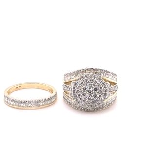 14K YELLOW GOLD DIAMOND 2.28 CT TOTAL WEIGHT BRIDAL SET