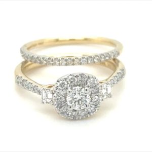 14k 0.98Ct Diamond Bridal Set Center 0.30Ct