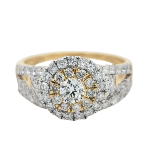 10K YELLOW GOLD DIAMOND 1.29 CT AND 0.19 CT CENTER BRIDAL SET