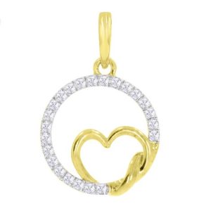 10K 0.21-0.23CT Charm "HEART ENCLOSED IN CIRCLE"