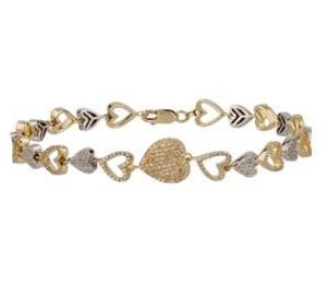 10k 0.90ct Diamond Bracelet Ladies Size 7.25 Inches "Heart"
