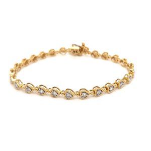 10k 1.00ct Diamond Bracelet Ladies Size 7 Inch "Heart"