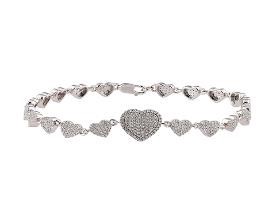 10k 0.89-0.92ct Diamond Bracelet Ladies "Heart" Size 7 Inches