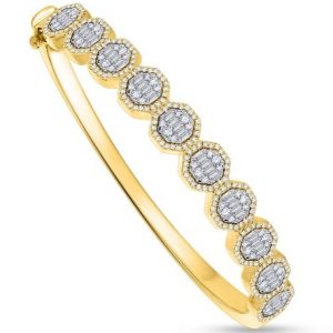 10K 1.47CT Diamond Bangle Ladies Size 18 CM