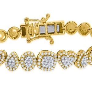 10k 0.80ct Diamond Bracelet Ladies "Heart" Size 7.5 Inches