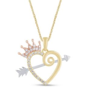 10K 0.15CT "HEART WITH CROWN AND ARROW"