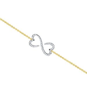 10k 0.27ct Diamond Bracelet Ladies "Heart Infinity" Size 7 Inches
