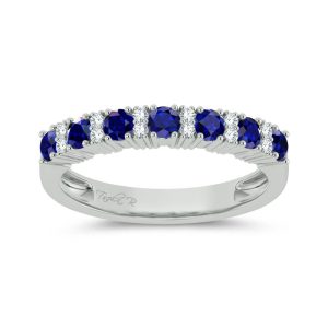 14K WHITE GOLD DIAMOND/SAPPHIRE 0.10 CT RING