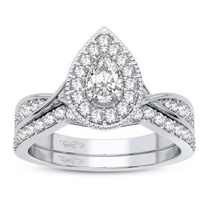14K WHITE GOLD DIAMOND 0.60 CT TOTAL WEIGHT BRIDAL RING