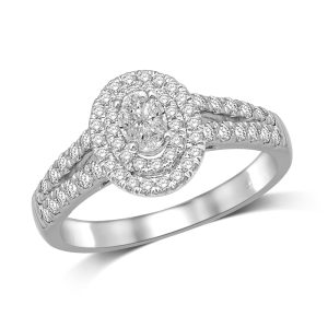 LOVECUTS 14K WHITE GOLD 0.62 CT TOTAL WEIGHT DIAMOND ENGAGEMENT RING
