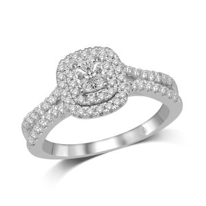 LOVECUTS 14K WHITE GOLD 0.62 CT TOTAL WEIGHT DIAMOND ENGAGEMENT RING