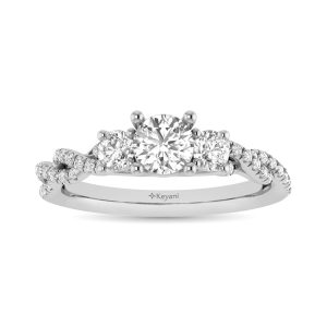 14K WHITE GOLD DIAMOND 1.00 CT TOTAL WEIGHT ROUND CUT ENGAGEMENT RING