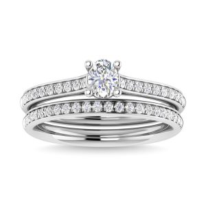 14K WHITE GOLD DIAMOND 0.75 CT TOTAL WEIGHT OVAL SHAPE WEDDING RING