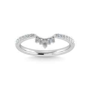 14K WHITE GOLD DIAMOND 0.20 CT TOTAL WEIGHT CHEVRON RING