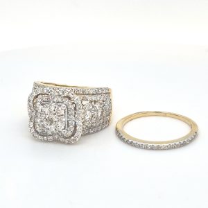 14K YELLOW GOLD DIAMOND 2.43 CT AND 0.16 CENTER BRIDAL SET