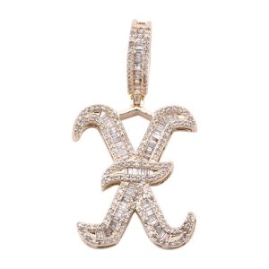 10K 0.84-1.11CT CHARM OLD ENGLISH "INITIAL X"