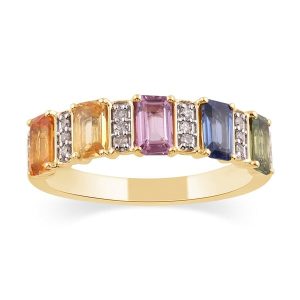 14K DIAMOND 0.09 CT RING OCTAGON MULTI-STONE 1.74 CT
