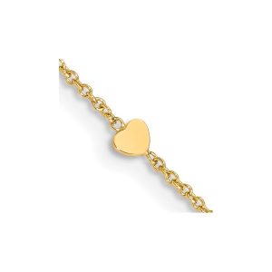 14K Polished Hearts 10in Plus 1in ext. Anklet