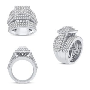 14K WHITE GOLD DIAMOND 2.99-3.02 CT BRIDAL SET