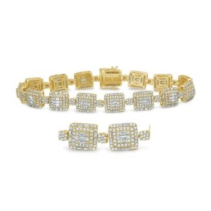 10K 6.55CT Diamond Bracelet Men Size 8.5 Inch 9.79 MM