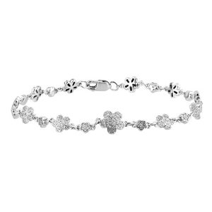 10k 0.42ct Diamond Bracelet Ladies Size 7 Inches "Mini Flowers"