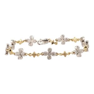 10k 0.39ct Diamond Bracelet Ladies Size 7 Inches "Flower"