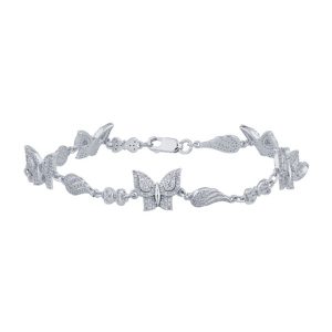 10k 0.60ct Diamond Bracelet Ladies "Butterfly" Size 7 Inches