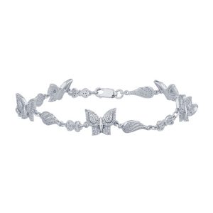 10k 0.60ct Diamond Bracelet Ladies "Butterfly" Size 7 Inches