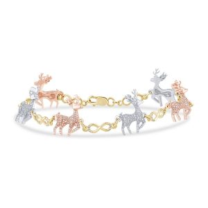 10k 0.68ct Diamond Bracelet Ladies "Deer" Size 7 Inches