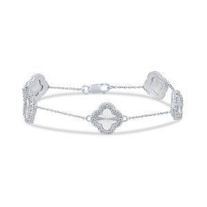 10k 0.47ct Diamond Bracelet Ladies "Clover" Size 7 Inches