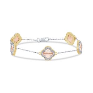 10k 0.53ct Diamond Bracelet Ladies "Clover" Size 7 Inches