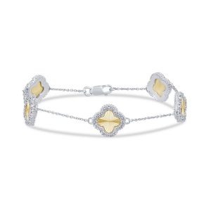 10k 0.46-0.51ct Diamond Bracelet Ladies "Clover" Size 7 Inches