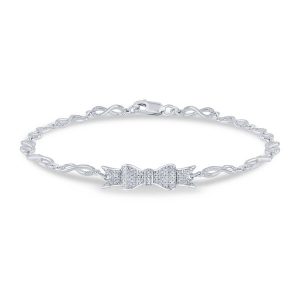 10k 0.29ct Diamond Bracelet Ladies "Bow Tie" Size 7 Inches