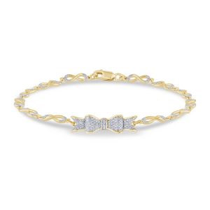10k 0.30ct Diamond Bracelet Ladies "Bow Tie" Size 7 Inches