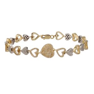 10k 0.94ct Diamond Bracelet Ladies Size 7.25 Inches "Heart"
